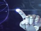dedo da mao do robo graficos de tecnologia de fundo de ia