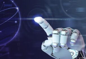 dedo da mao do robo graficos de tecnologia de fundo de ia