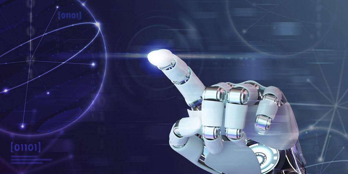dedo da mao do robo graficos de tecnologia de fundo de ia